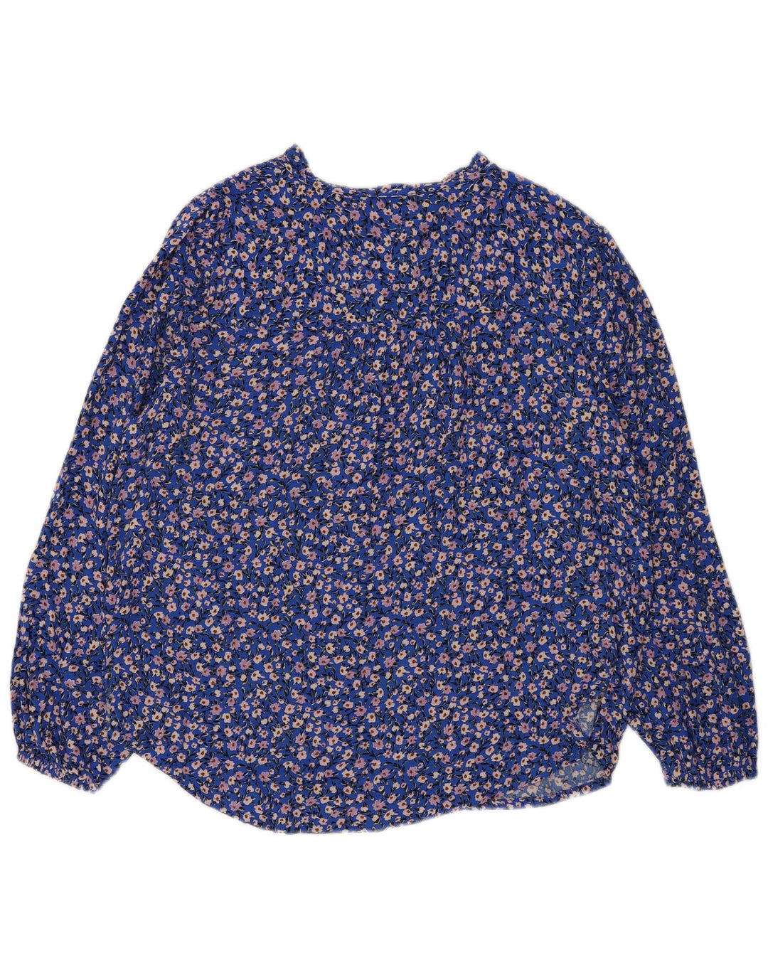 MARKS & SPENCER Womens Long Sleeve Blouse Top UK 14 Medium  Blue Floral