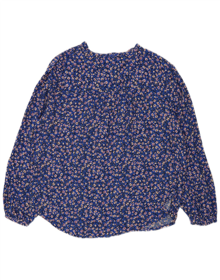 MARKS & SPENCER Womens Long Sleeve Blouse Top UK 14 Medium  Blue Floral