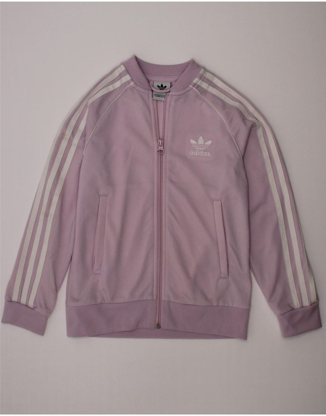 ADIDAS Girls Tracksuit Top Jacket 7-8 Years Purple Polyester