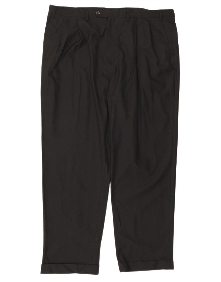 Izod Mens Pegged Suit Trousers W42 L32 Black Polyester