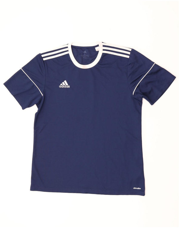 Adidas Mens Climalite T-Shirt Top Large Navy Blue Colourblock Polyester