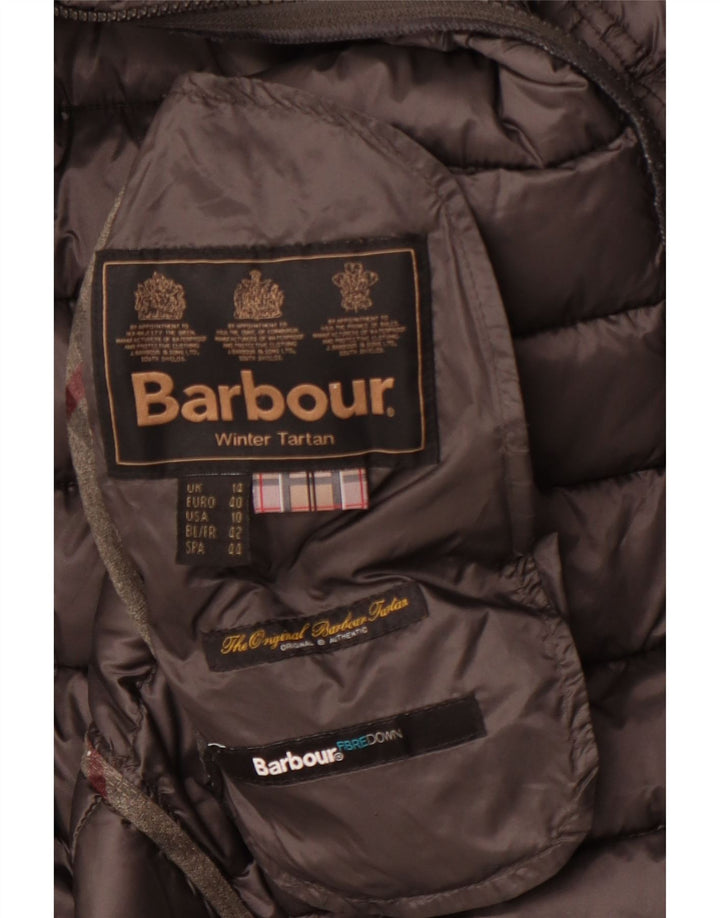 Barbour Womens Winter Tartan Padded Jacket UK 14 Large Grey Winter