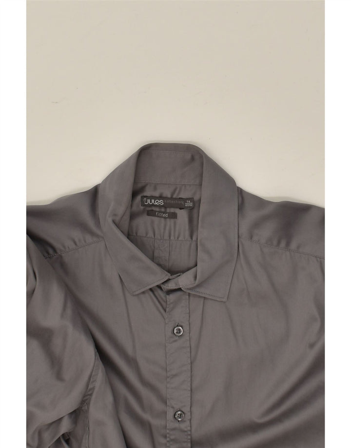 JULES Mens Fitted Shirt Size 41 42 Medium Grey | Vintage Jules | Thrift | Second-Hand Jules | Used Clothing | Messina Hembry 