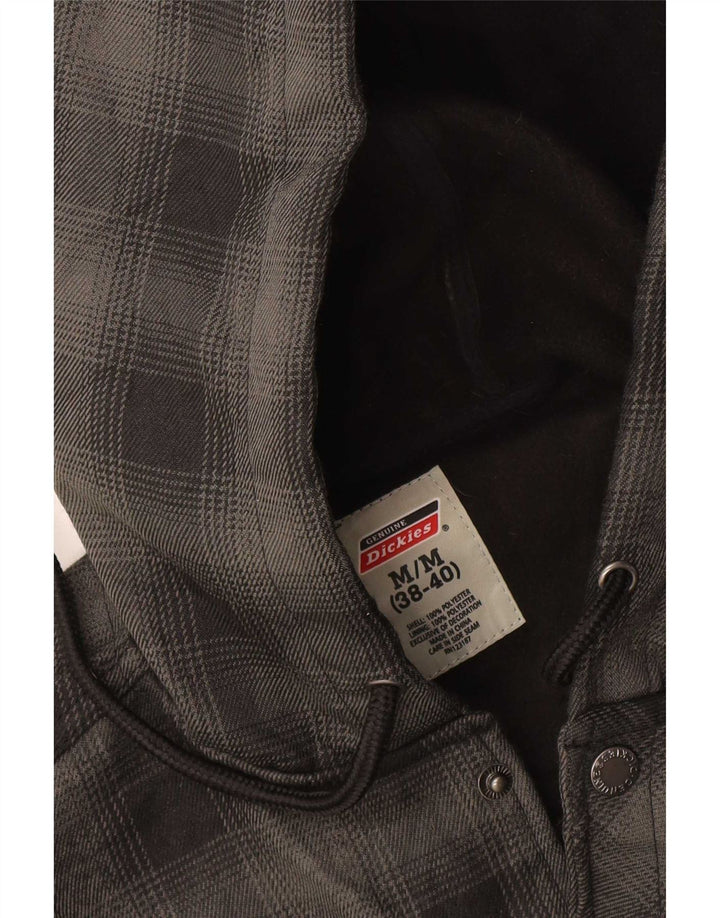Dickies Mens Hooded Lumberjack Shirt UK 38/40 Medium Grey Check Polyester