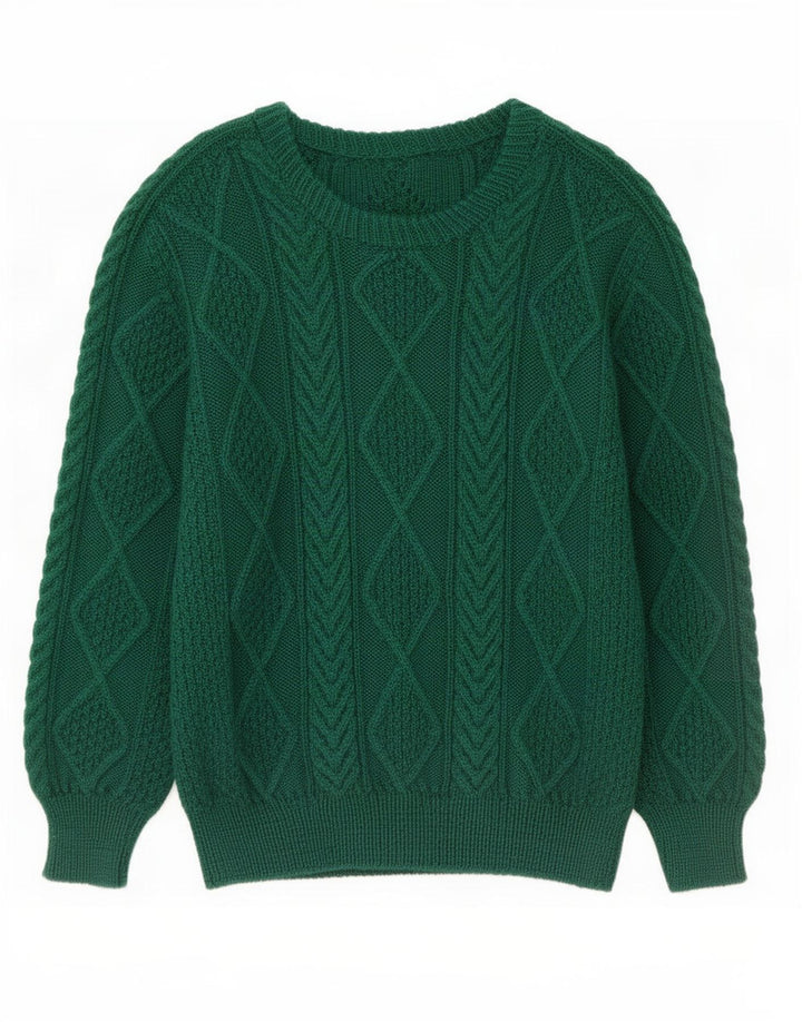 Vintage Mens Crew Neck Jumper Sweater Medium Green