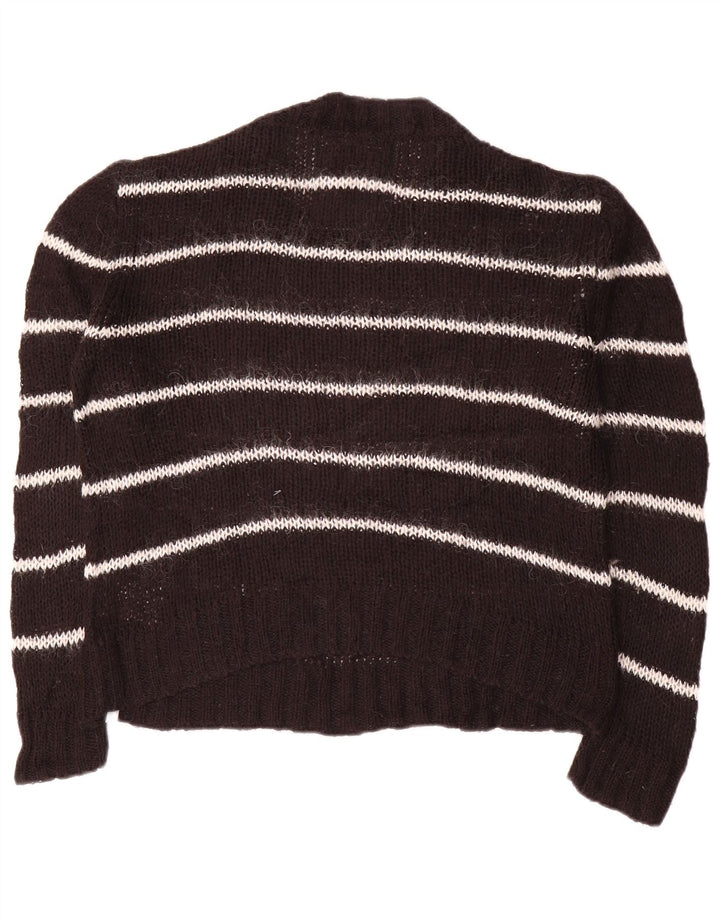 Superdry Womens Crew Neck Jumper Sweater UK 10 Small Black Striped