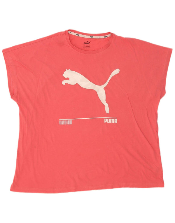 Puma Womens Oversized Graphic T-Shirt Top UK 18 XL Pink Cotton