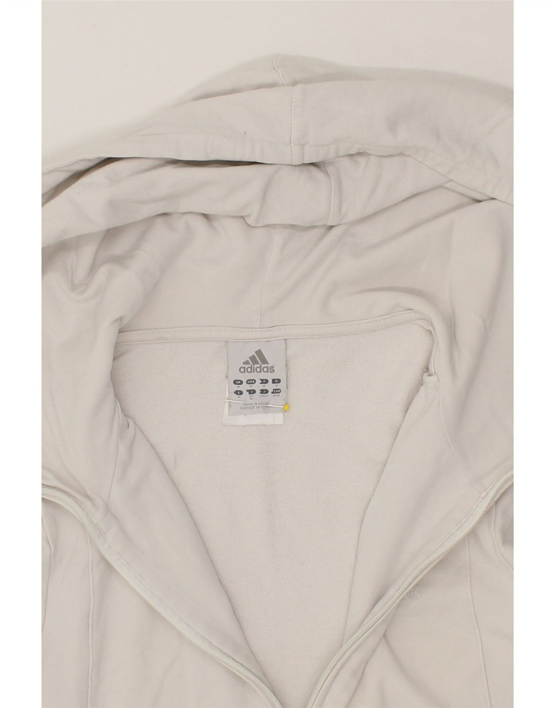 ADIDAS Womens Zip Hoodie Sweater UK 14 Medium White Vintage Adidas and Second-Hand Adidas from Messina Hembry 