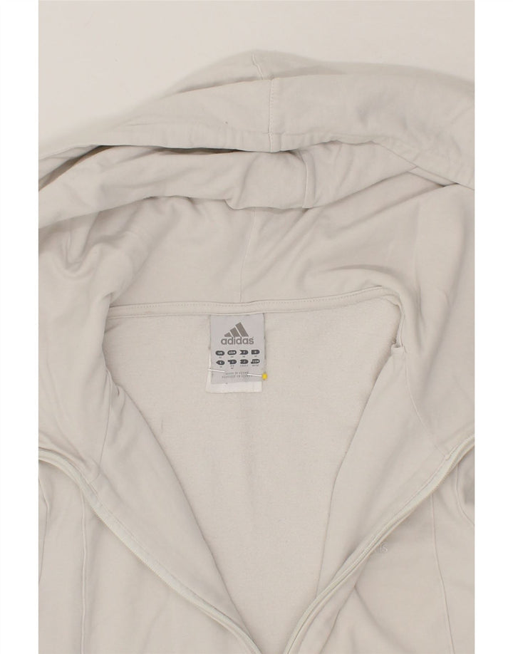 ADIDAS Womens Zip Hoodie Sweater UK 14 Medium White Vintage Adidas and Second-Hand Adidas from Messina Hembry 