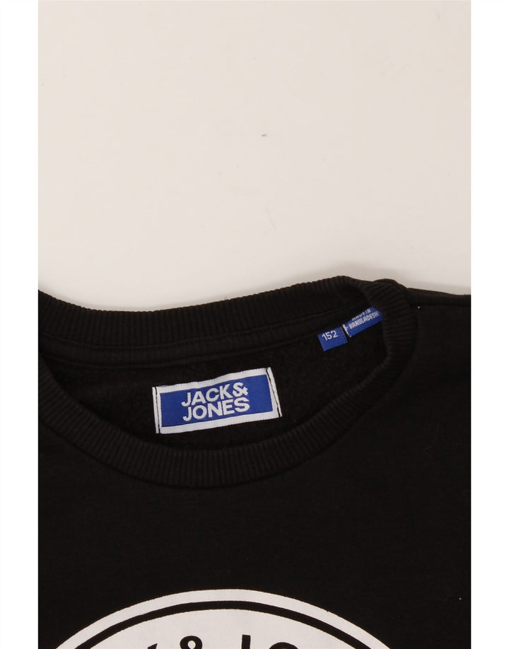 JACK & JONES Boys Graphic Sweatshirt Jumper 11-12 Years Black Vintage Jack & Jones and Second-Hand Jack & Jones from Messina Hembry 