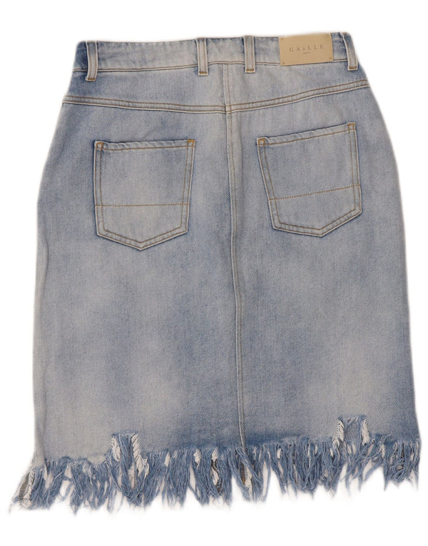 Gaelle Womens Graphic Denim Skirt W27 Small Blue Cotton