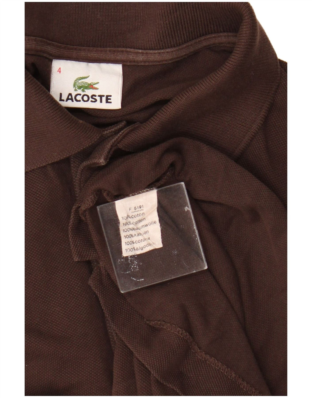 Lacoste Mens Polo Shirt Size 4 Medium Brown Cotton