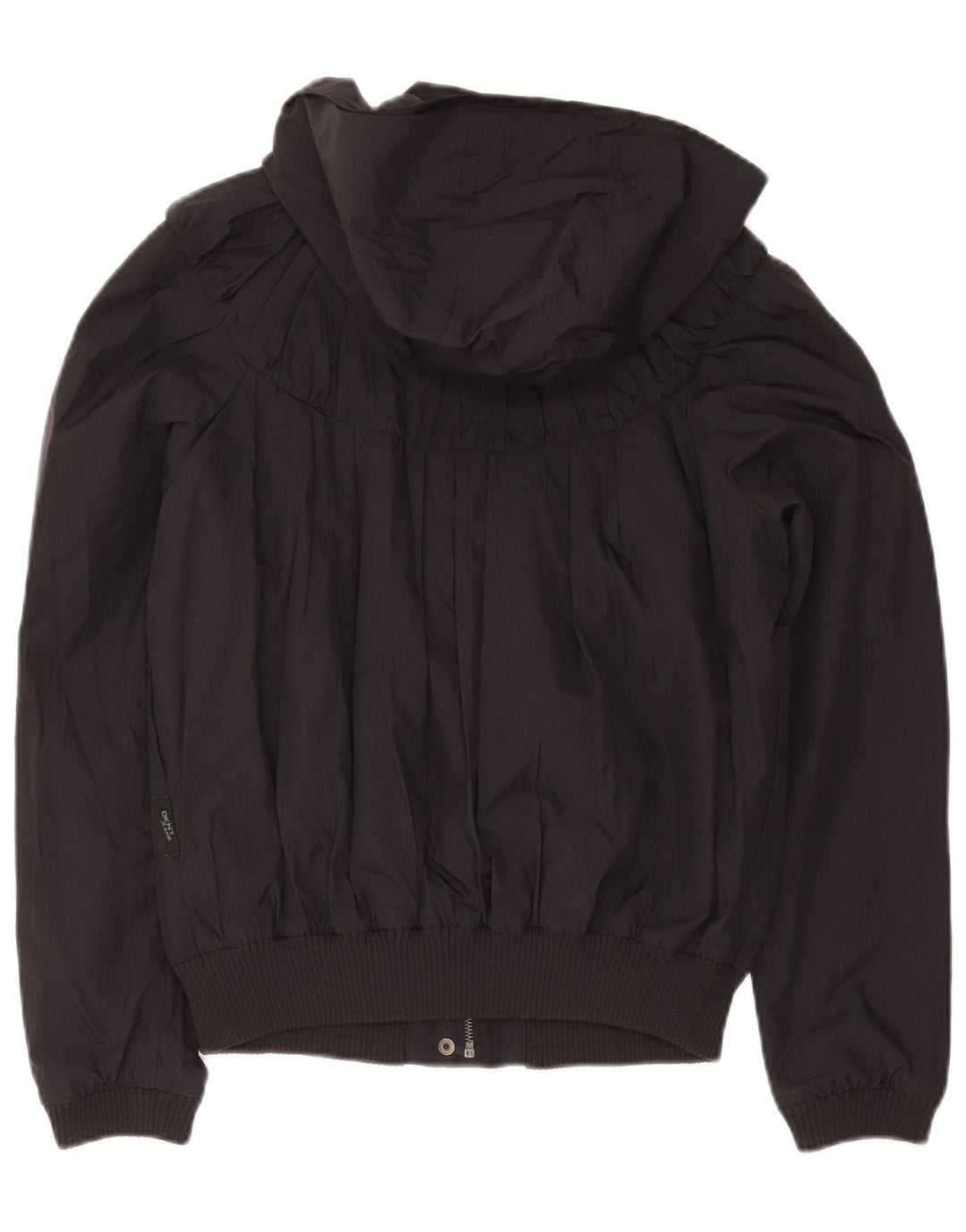Dkny Womens Hooded Bomber Jacket UK 14 Medium Black Nylon