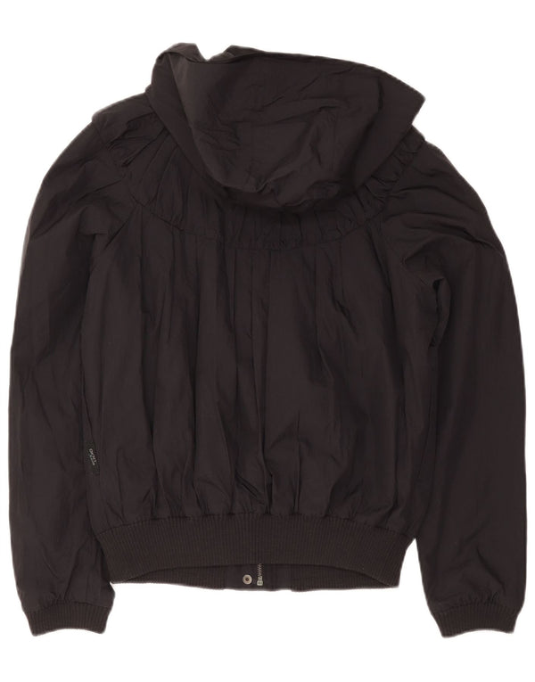 Dkny Womens Hooded Bomber Jacket UK 14 Medium Black Nylon