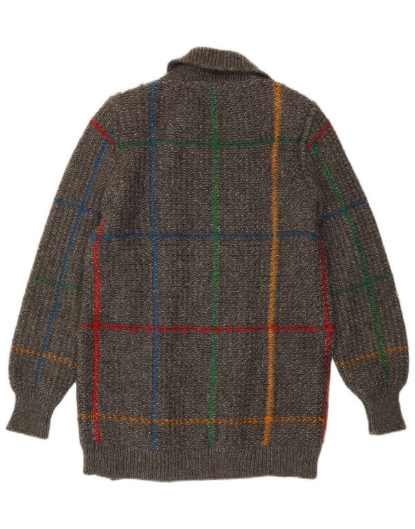 Iceberg Womens Cardigan Sweater IT 42 Medium Grey Check Wool