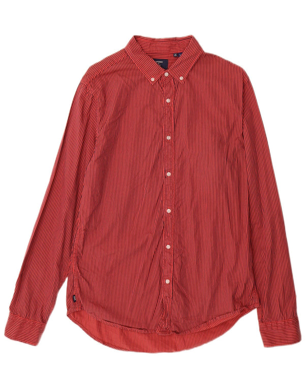 SUPERDRY Mens Shirt Large Red Pinstripe