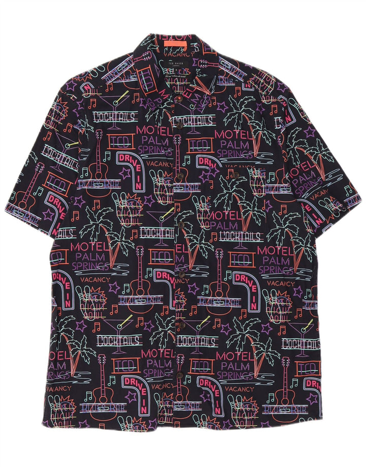Ted Baker Mens Graphic Short Sleeve Shirt Size 5 XL Multicoloured Hawaiian