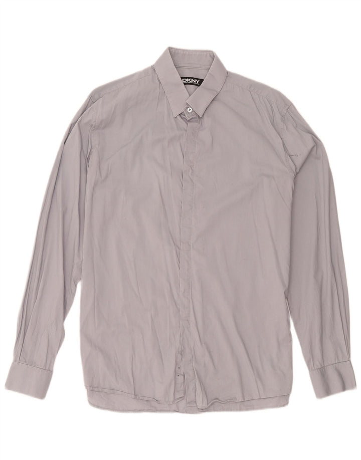 Dkny Mens Shirt Size 16 1/2 Large Grey Cotton
