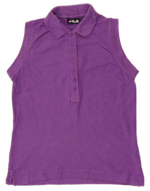 Fila Womens Sleeveless Polo Shirt UK 12 Medium Purple Cotton
