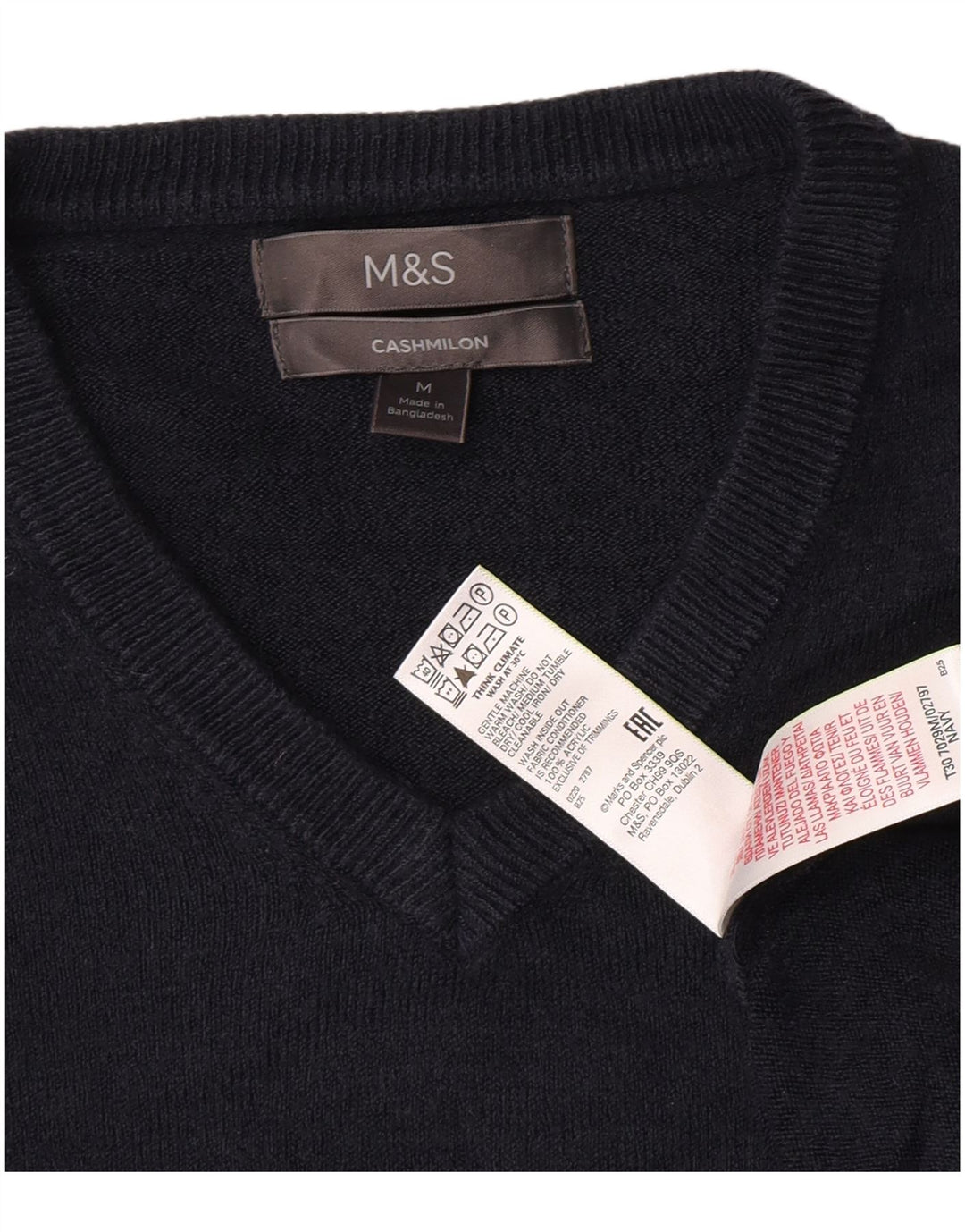 Marks & Spencer Mens V-Neck Jumper Sweater Medium Navy Blue Acrylic