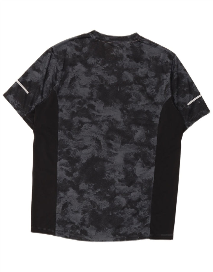 New Balance Mens T-Shirt Top Medium Black Tie Dye Polyester