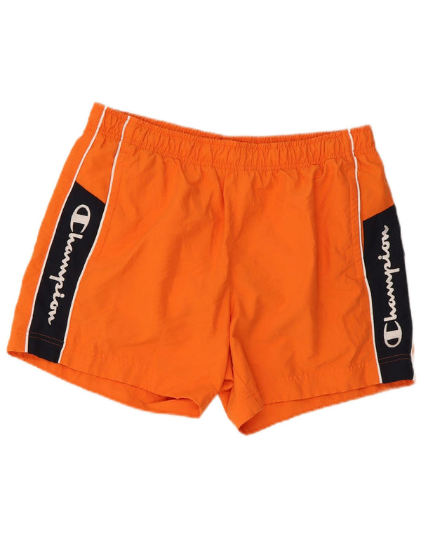 Champion Mens Graphic Swimming Shorts Large Orange Colourblock Polyester
