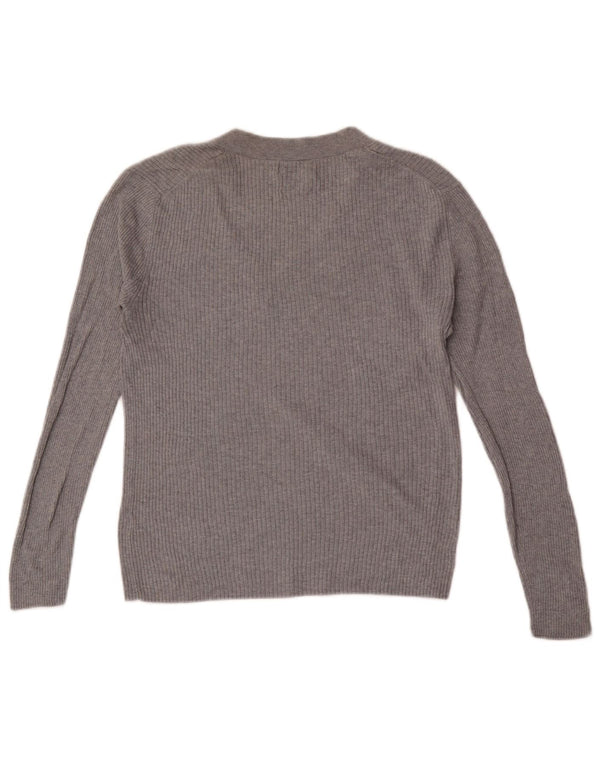 Massimo Dutti Womens Top Long Sleeve UK 14 Large Grey Silk