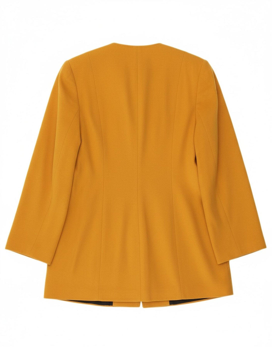 VINTAGE Womens Longline Blazer Jacket EU 42 Large Yellow Wool