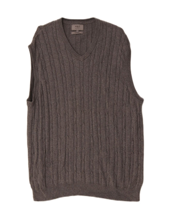 Marks & Spencer Mens Vest Tank Top 2XL Grey Cotton