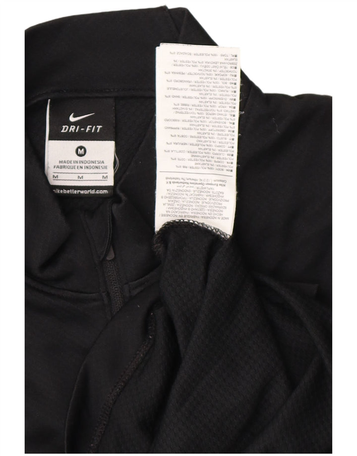 Nike Mens Zip Neck Pullover Tracksuit Top Medium Black Polyester Sports