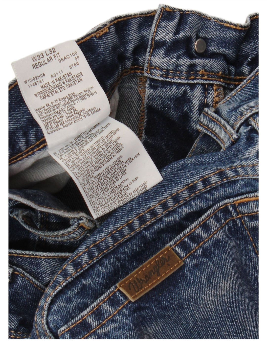 WRANGLER Mens Regular Fit Straight Jeans W33 L32 Blue Cotton