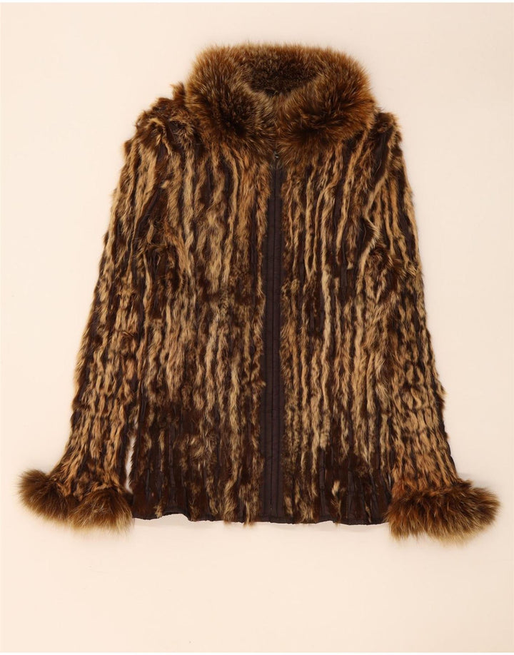 Vintage Womens Reversible Fur Jacket UK 12 Medium Brown