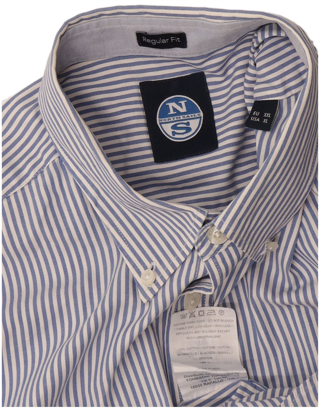 North Sails Mens Regular Fit Shirt XL Blue Pinstripe Cotton