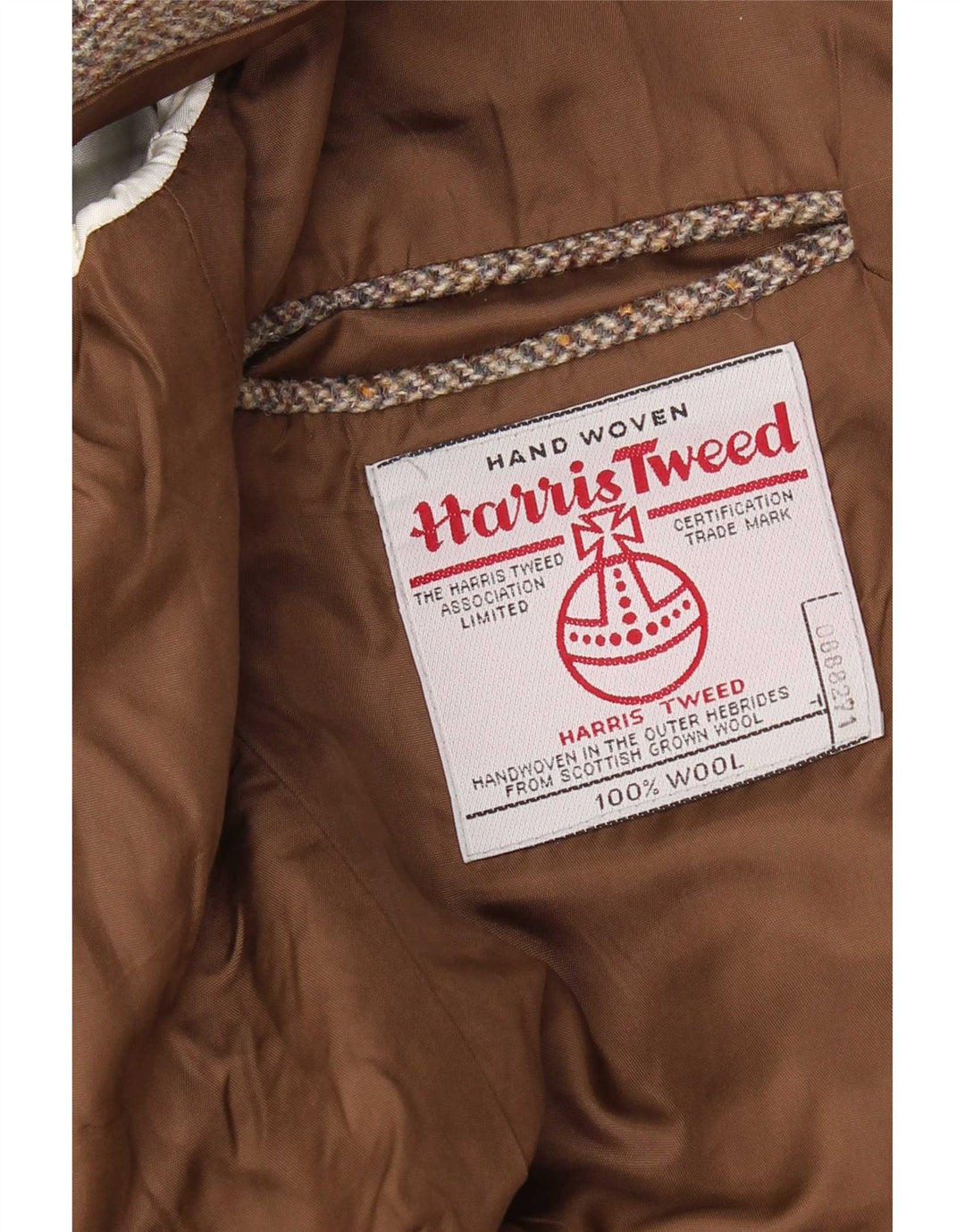Harris Tweed Mens 2 Button Blazer Jacket UK 42 XL Brown Herringbone Wool