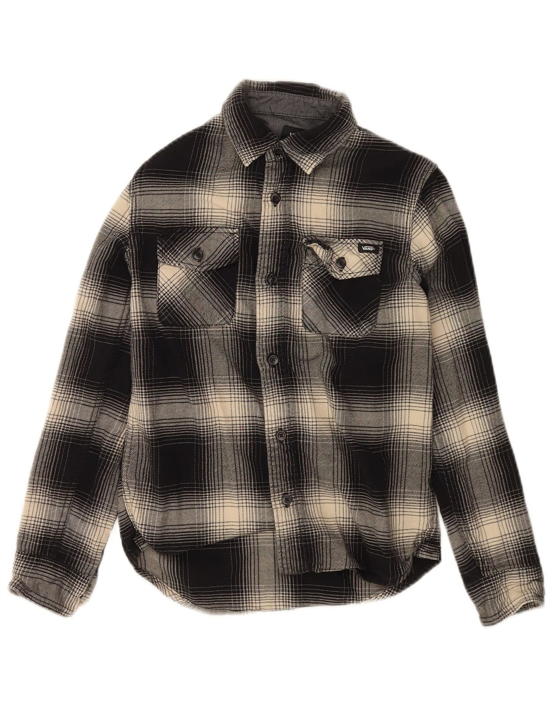 VANS Boys Flannel Shirt 8-9 Years Small Black Check Cotton