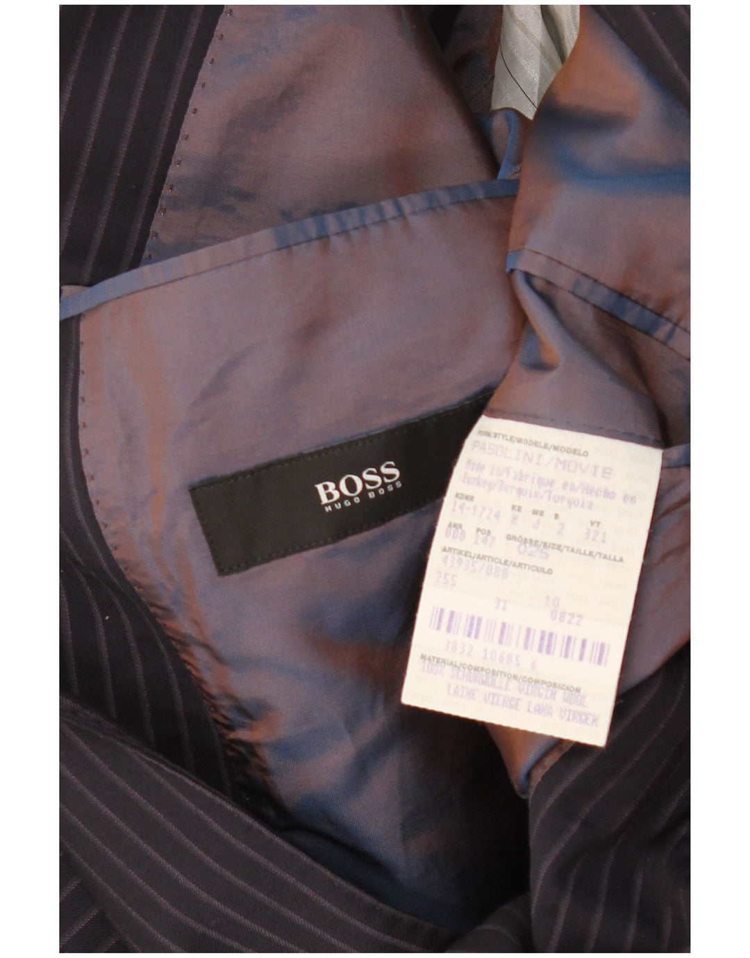 HUGO BOSS Mens 2 Button Blazer Jacket UK 42 XL Navy Blue Pinstripe
