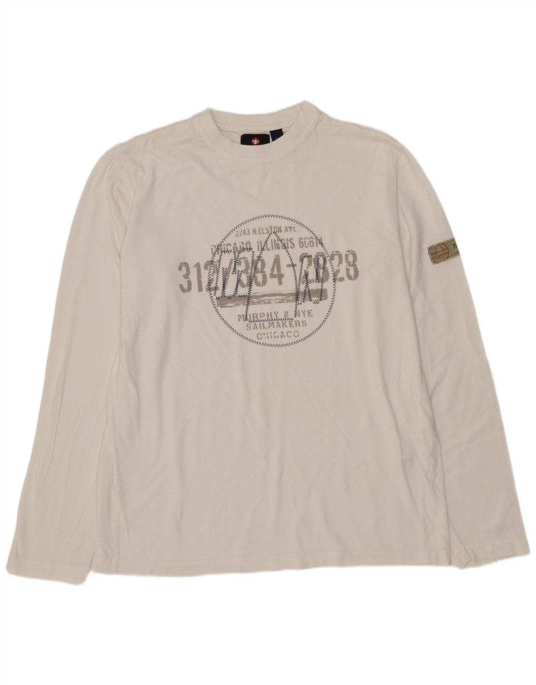 MURPHY & NYE Mens Graphic Top Long Sleeve Medium White