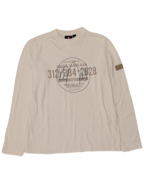 MURPHY & NYE Mens Graphic Top Long Sleeve Medium White
