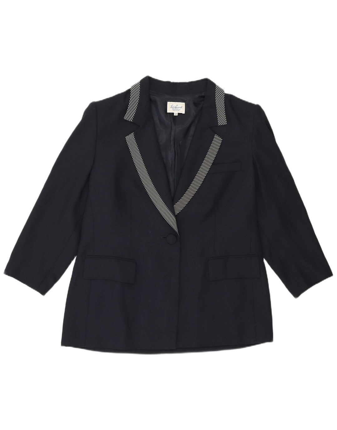 Luisa Spagnoli Womens 1 Button Blazer Jacket IT 48 XL Navy Blue Acetate