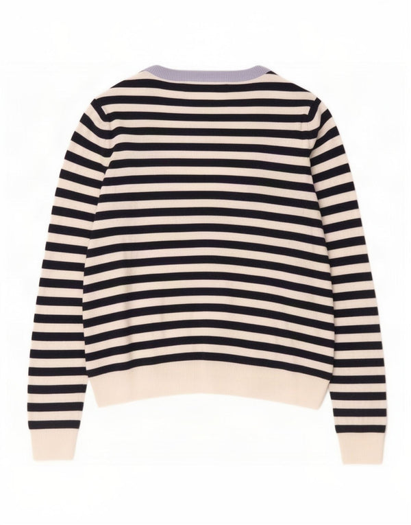 Marks & Spencer Womens Cardigan Sweater UK 16 Large Blue Striped Viscose