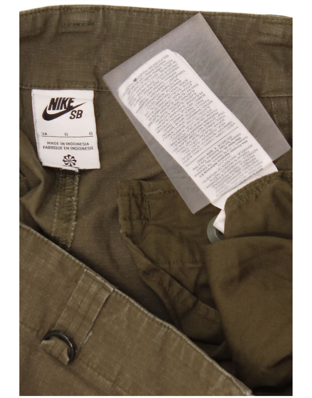 NIKE Womens Straight Cargo Trousers W34 L27 Khaki Cotton