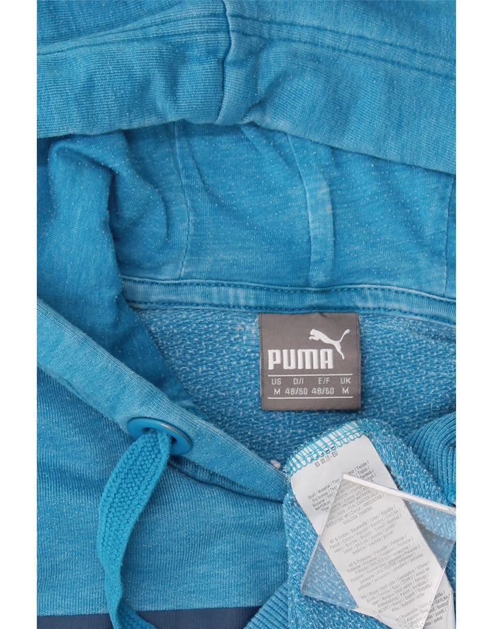 PUMA Mens Graphic Hoodie Jumper Medium Blue Cotton