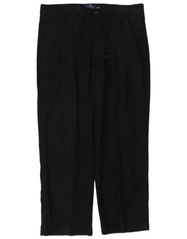 MARKS & SPENCER Mens Blue Harbour Straight Casual Trousers W36 L29 Black