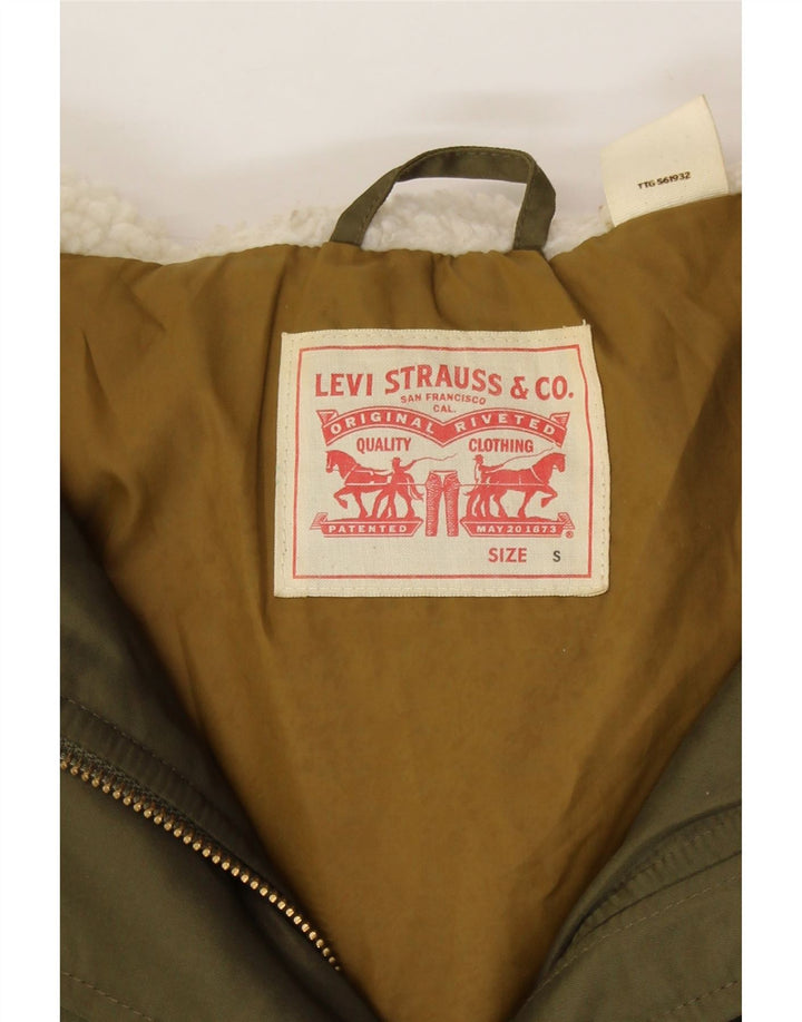 LEVI'S Womens Hooded Padded Coat UK 10 Small Khaki Polyamide Vintage Levi's and Second-Hand Levi's from Messina Hembry 