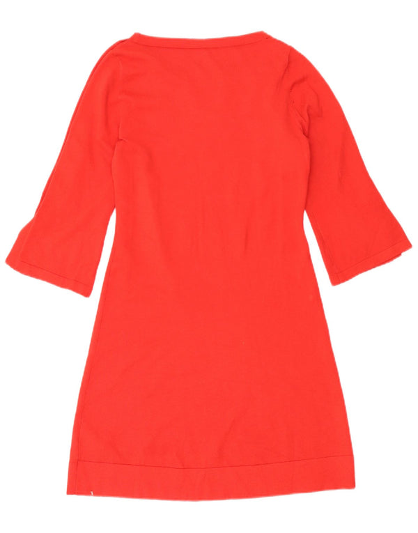 Karen Millen Womens 3/4 Sleeve Jumper Dress UK 10 Small Red Viscose