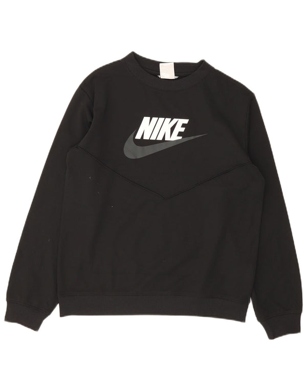 Nike Boys Graphic Sweatshirt Jumper 13-14 Years Black Polyester