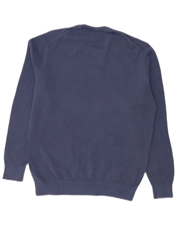 Massimo Dutti Mens Crew Neck Jumper Sweater Large Blue Cotton