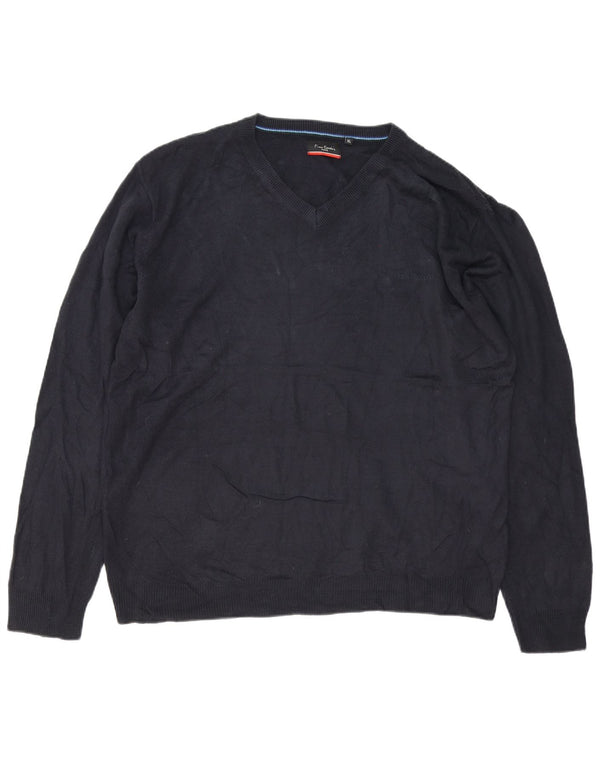 Pierre Cardin Mens V-Neck Jumper Sweater XL Navy Blue Acrylic