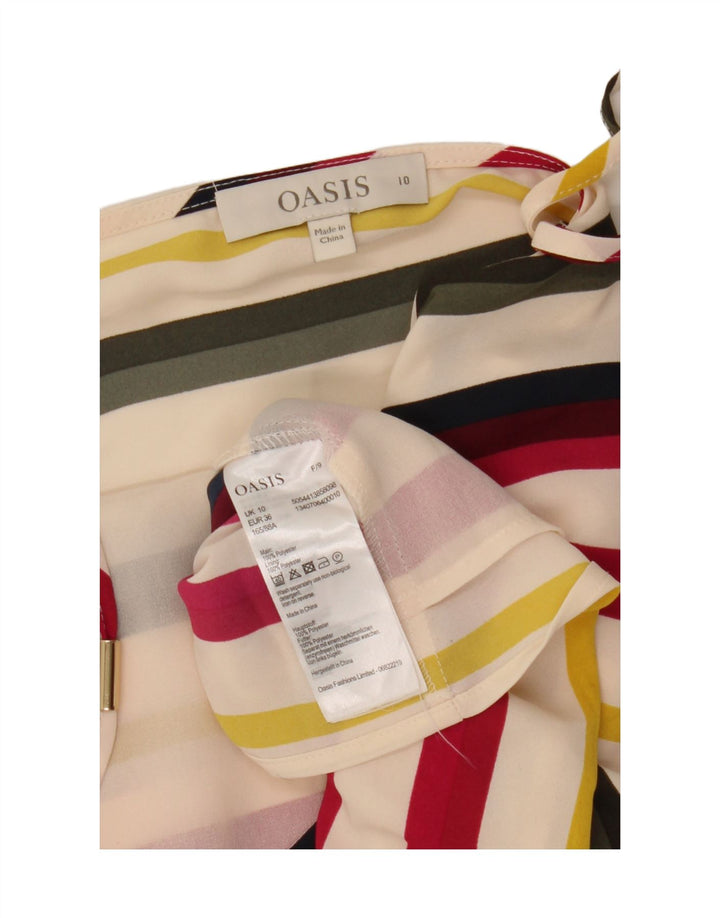 Oasis Womens Crop Cami Top UK 10 Small  Multicoloured Striped Polyester