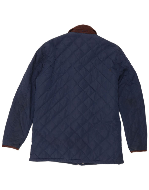 Crew Clothing Mens Quilted Jacket UK 38 Medium Navy Blue Colourblock